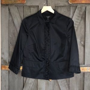 Talbots PETITES Black Ruffle Blazer